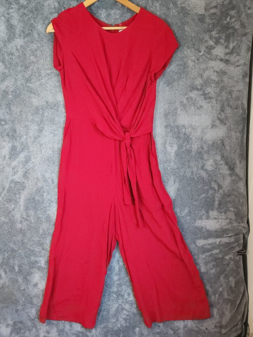 Anthropologie Maeve Red Grier Midi Jumpsuit Wide Leg Twist Tie Front Size 2 EUC - Picture 2 of 12